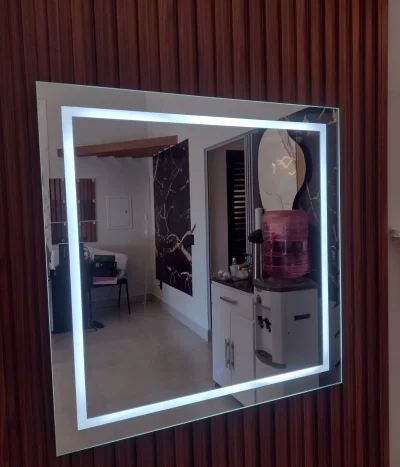 Espelho LED Quadrado Jateado